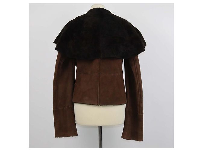 Ralph Laurent Toggle Loop Jacke aus dunkelbraunem Wildleder und Lammfell - Ansicht 3