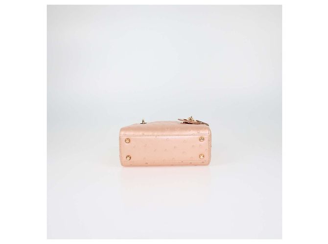Mini borsa Lady Dior in struzzo rosa metallizzato Christian Dior - vista 4