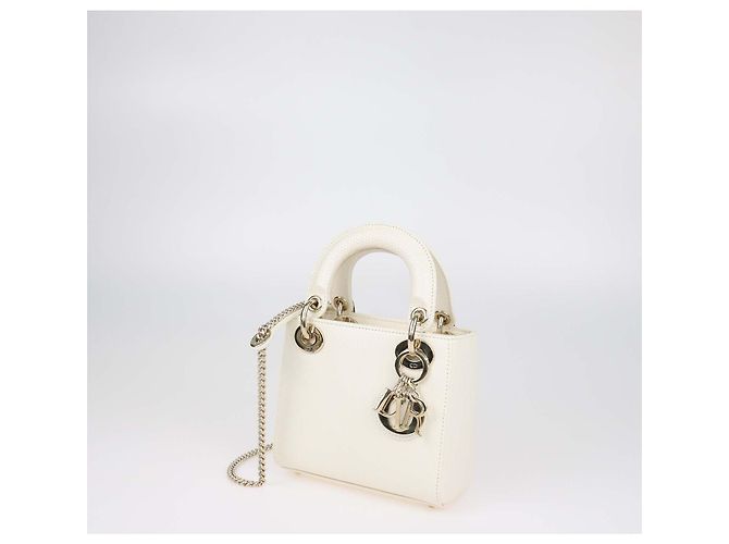 Christian Dior Mini Lady Dior Tote aus cremefarbenem Echsenleder - Ansicht 2