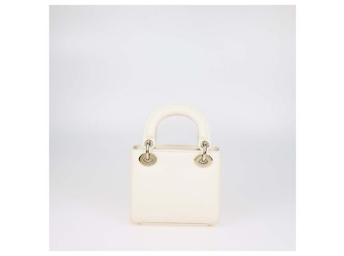 Christian Dior Mini Lady Dior Tote aus cremefarbenem Echsenleder - Ansicht 3