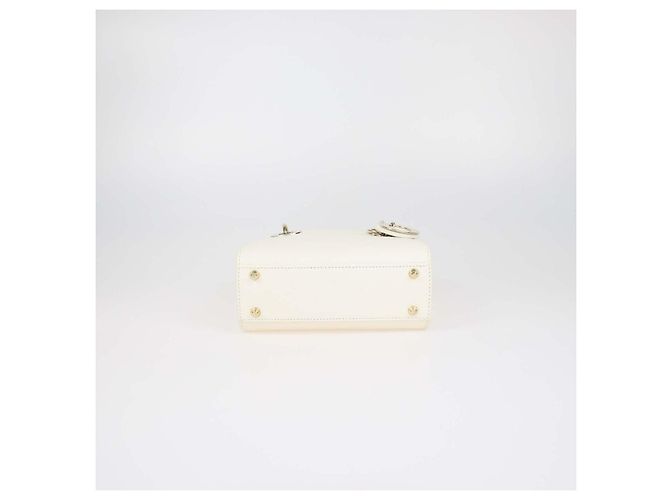 Christian Dior Mini Lady Dior Tote aus cremefarbenem Echsenleder - Ansicht 4