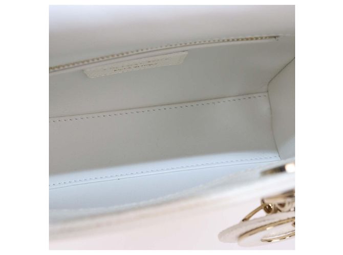 Christian Dior Mini Lady Dior Tote aus cremefarbenem Echsenleder - Ansicht 6