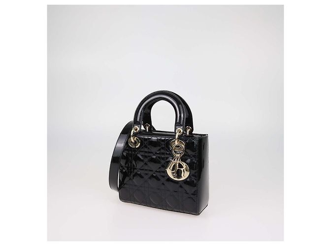 Picca borsa Lady Dior in pelle verniciata nera Cannage Christian Dior - vista 2