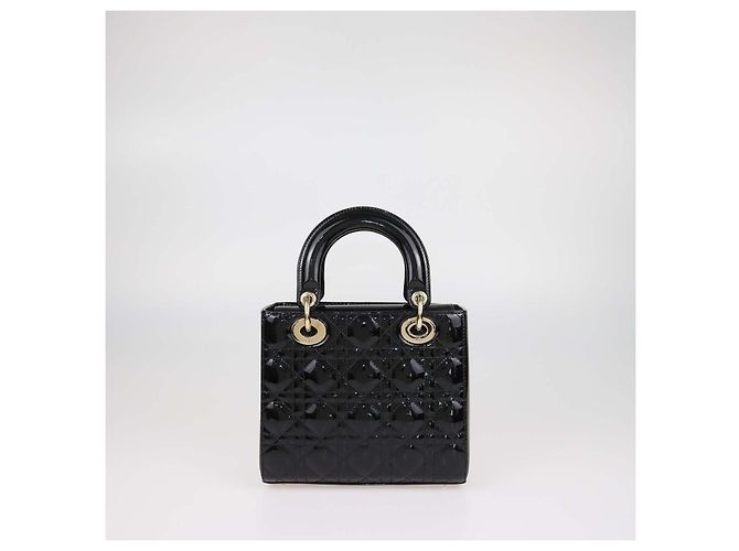 Picca borsa Lady Dior in pelle verniciata nera Cannage Christian Dior - vista 3