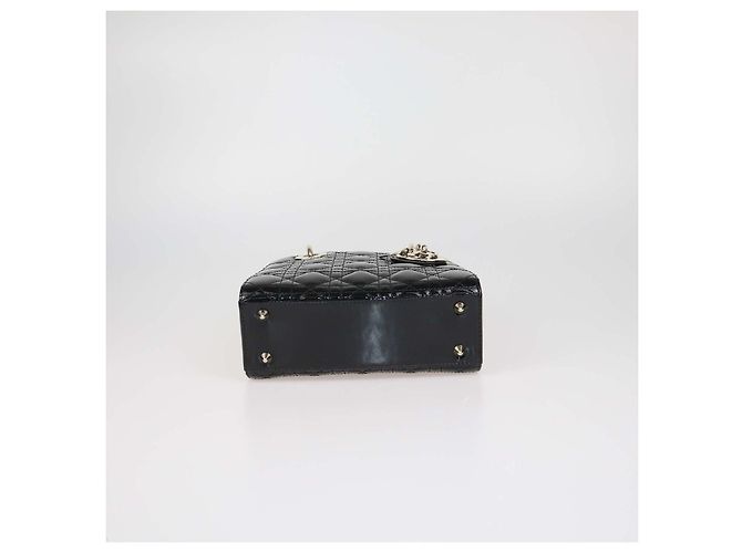 Picca borsa Lady Dior in pelle verniciata nera Cannage Christian Dior - vista 4