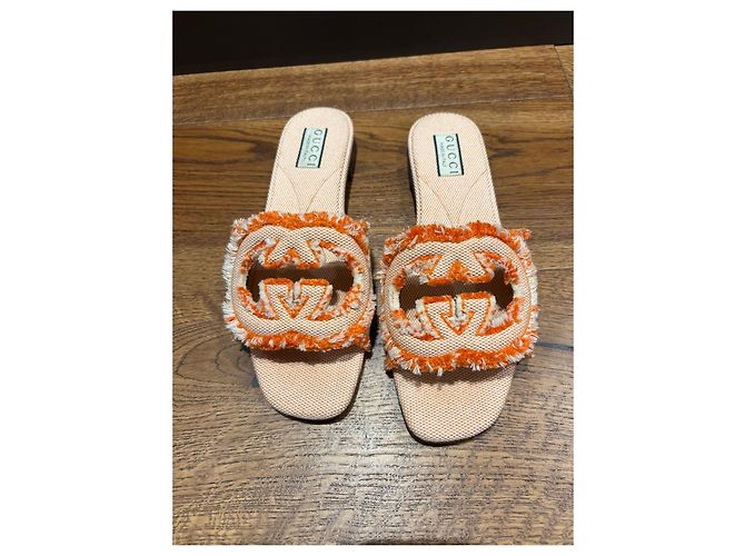 Ciabatte Gucci GG Marmont in cotone - vista 12