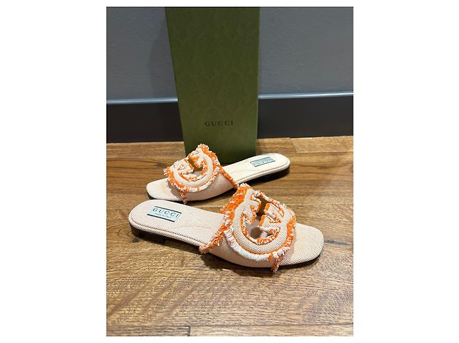 Ciabatte Gucci GG Marmont in cotone - vista 4