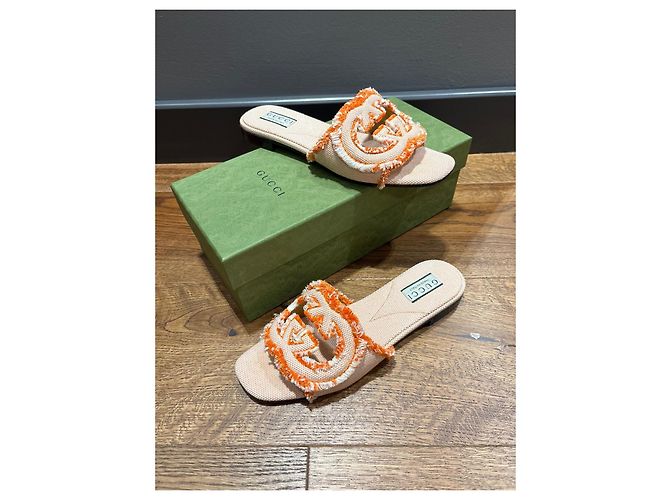 Ciabatte Gucci GG Marmont in cotone - vista 7