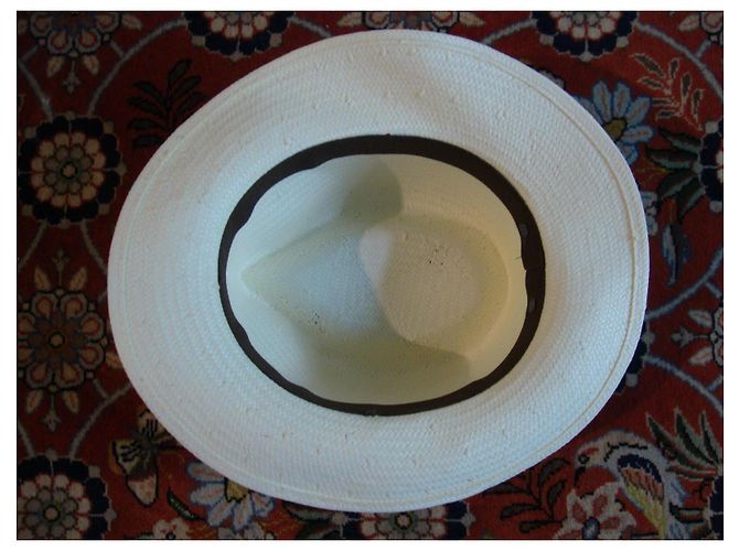 inconnue Weißer Stroh-Fedora mit braunem Band - Ansicht 4