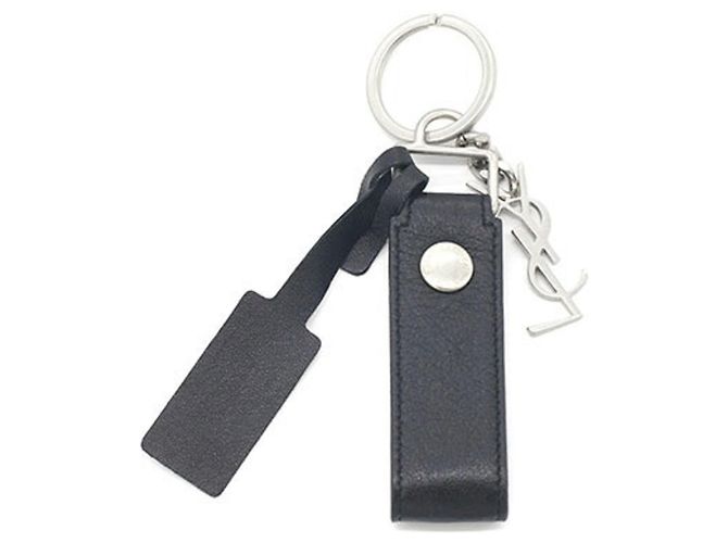 Autre Marque Saint Laurent Black Leather Keyring - view 2