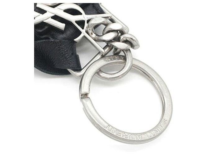 Autre Marque Saint Laurent Black Leather Keyring - view 3