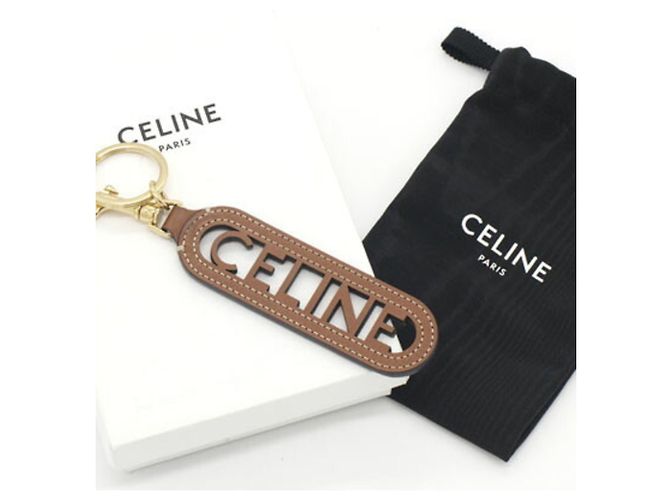 Céline Portachiavi Celine in pelle marrone e oro - vista 9