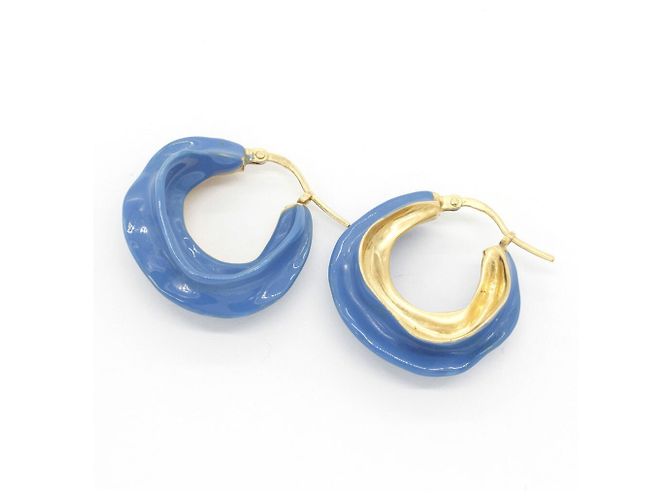 Céline Pendientes de botón Celine para mujer en azul y dorado - vista 3