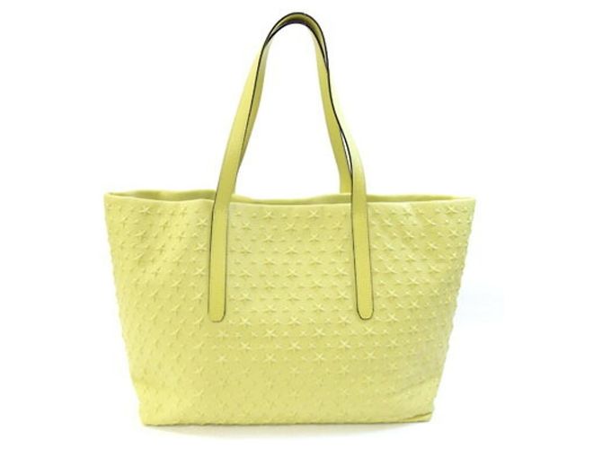 Sac cabas Jimmy Choo en cuir jaune citron - vue 2