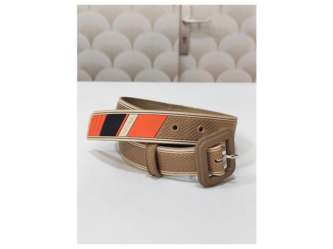 Ceinture Prada en cuir et caoutchouc à logo rayé - vue 3