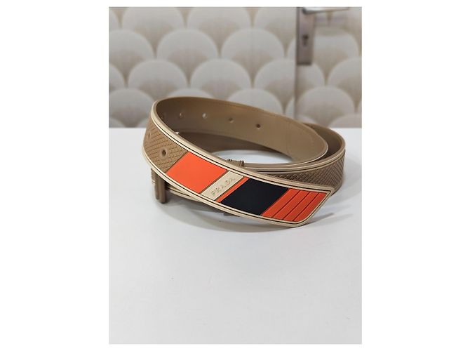 Ceinture Prada en cuir et caoutchouc à logo rayé - vue 4