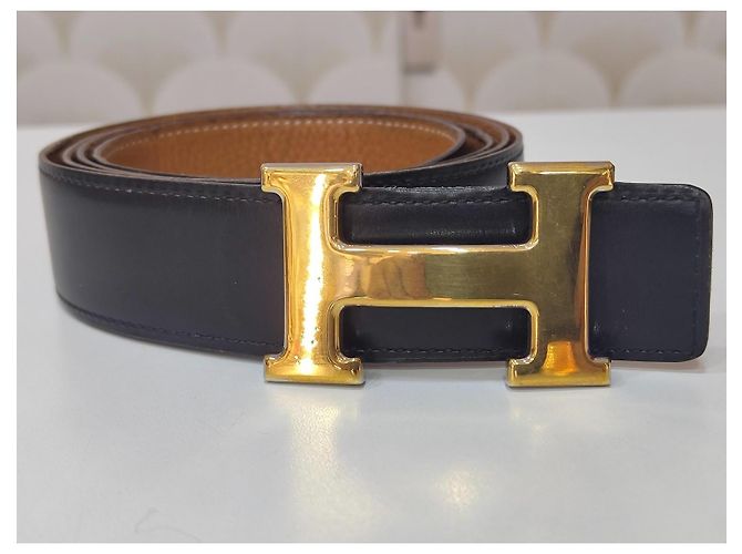 Hermès H Gürtel Reversibel Leder Schwarz/Braun - Ansicht 3