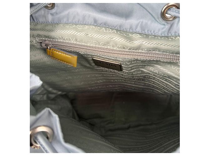 Mochila Prada Tessuto em nylon azul bebé e amarelo - vista 10