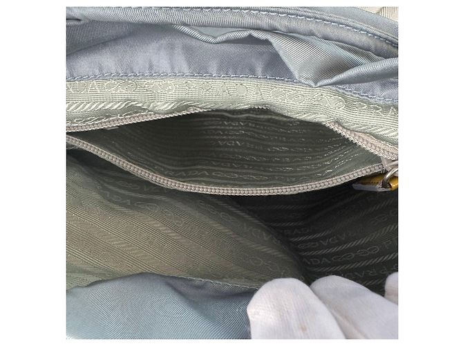 Mochila Prada Tessuto em nylon azul bebé e amarelo - vista 12