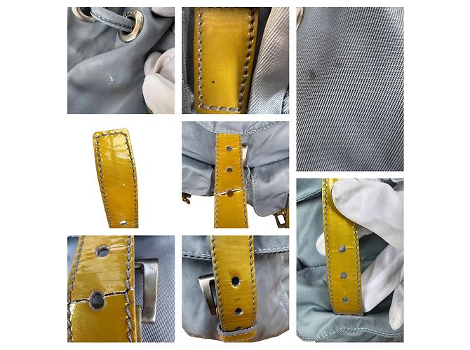Mochila Prada Tessuto em nylon azul bebé e amarelo - vista 14