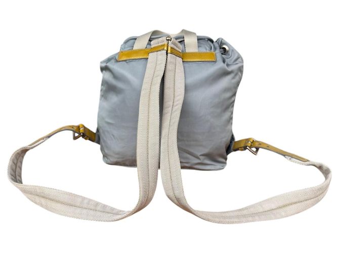 Mochila Prada Tessuto em nylon azul bebé e amarelo - vista 4