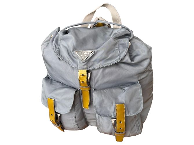 Mochila Prada Tessuto em nylon azul bebé e amarelo - vista 6