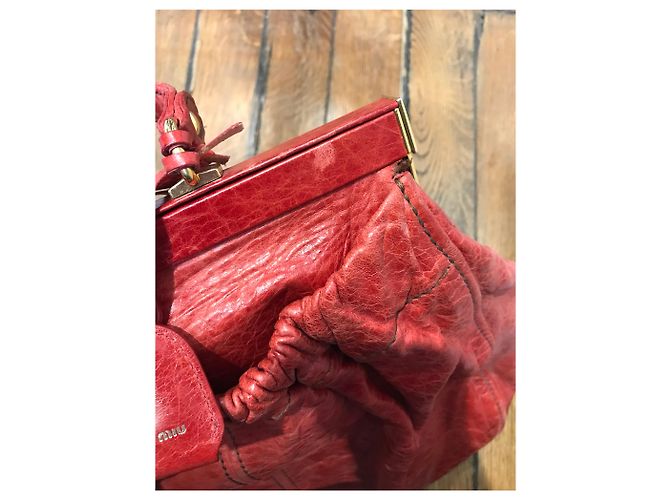 Borsa tote Miu Miu in pelle rossa - vista 12