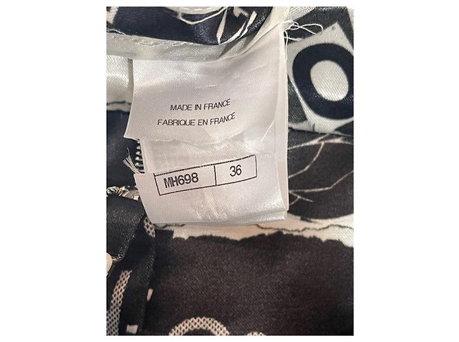Pantalones Chanel con Estampado Graffiti Algodón Seda Blanco y Negro Talla S - vista 9
