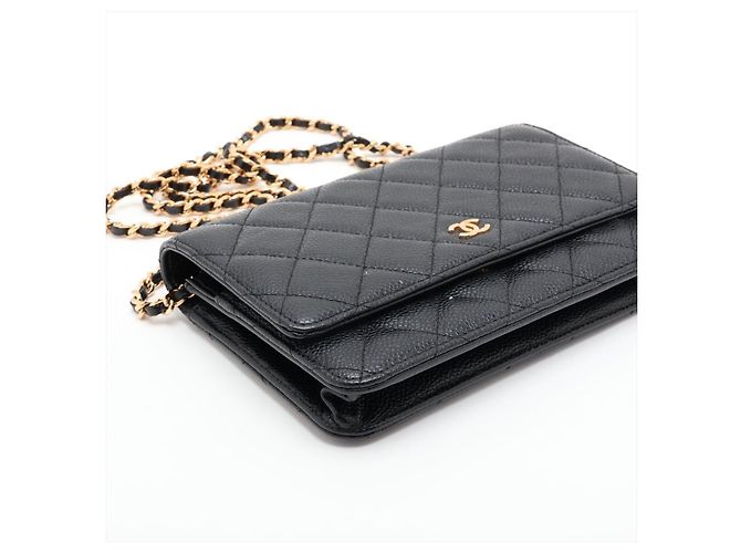 Chanel WOC Pelle Caviar Matelassé Flap Crossbody Black - vista 4
