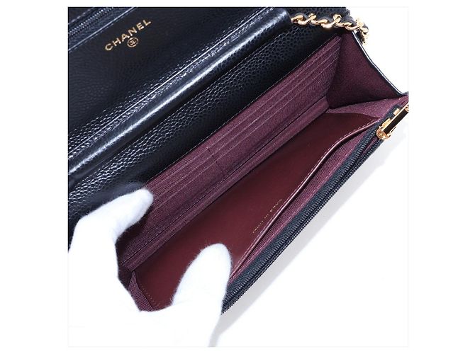 Chanel WOC Pelle Caviar Matelassé Flap Crossbody Black - vista 6