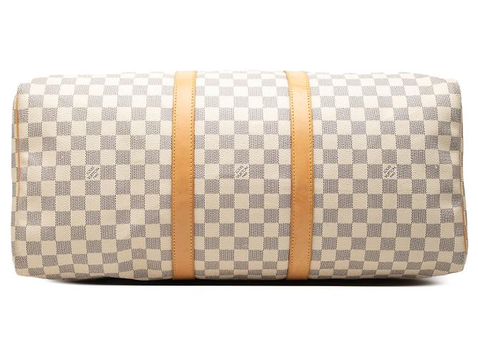 Borsa da viaggio Louis Vuitton Damier Azur Keepall 50 Bianca - vista 3