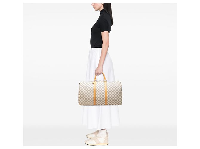 Borsa da viaggio Louis Vuitton Damier Azur Keepall 50 Bianca - vista 6