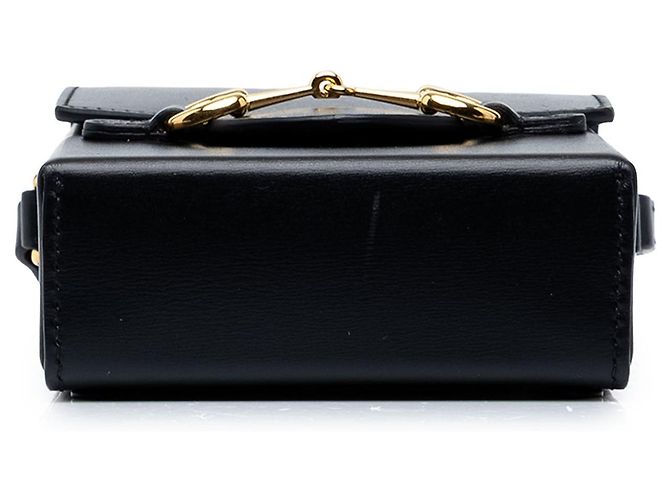 Borsa a tracolla Mini Horsebit 1955 Gucci in pelle nera - vista 3