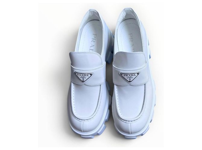Prada Monolith Mocassini in pelle bianca - vista 13