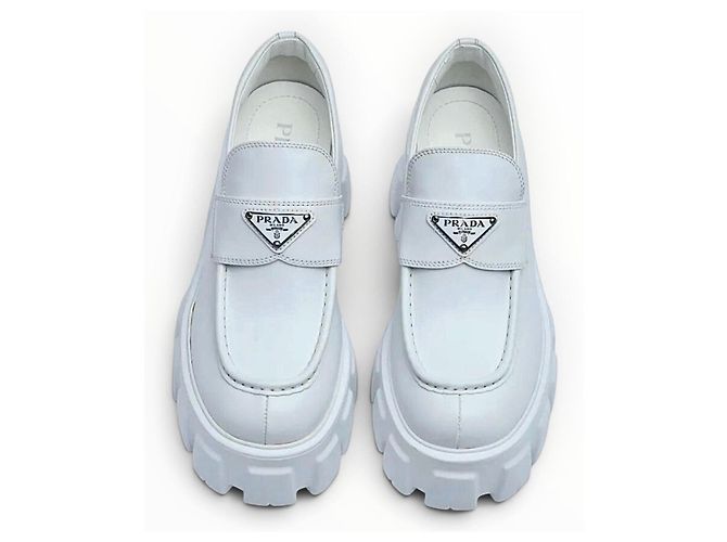 Prada Monolith Mocassini in pelle bianca - vista 14