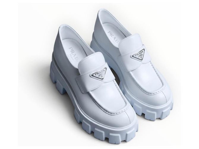 Prada Monolith Mocassini in pelle bianca - vista 5