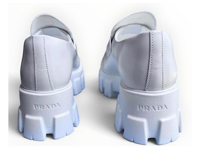 Prada Monolith Mocassini in pelle bianca - vista 7