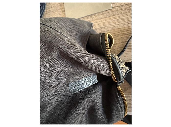 Loewe Anagram Hobo-Tasche Beige Jacquard-Canvas Schwarz Leder - Ansicht 11