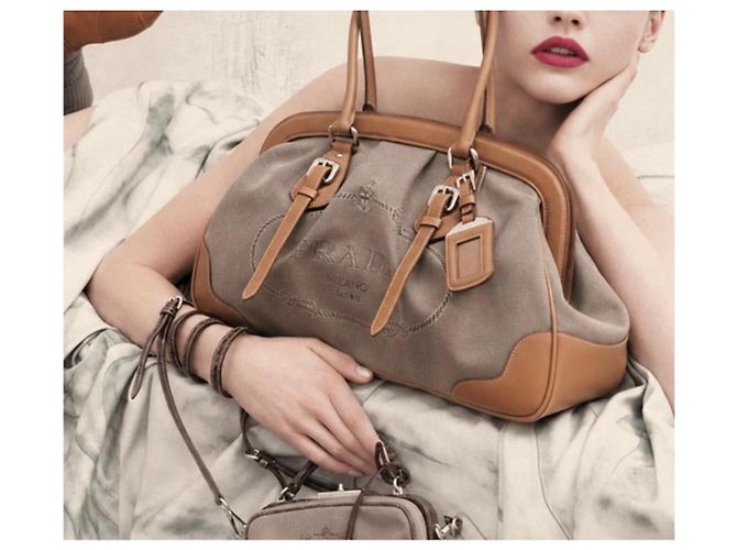 Saco cabas Prada em lona jacquard Corda e couro - vista 11