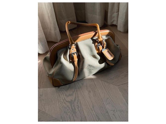 Saco cabas Prada em lona jacquard Corda e couro - vista 2