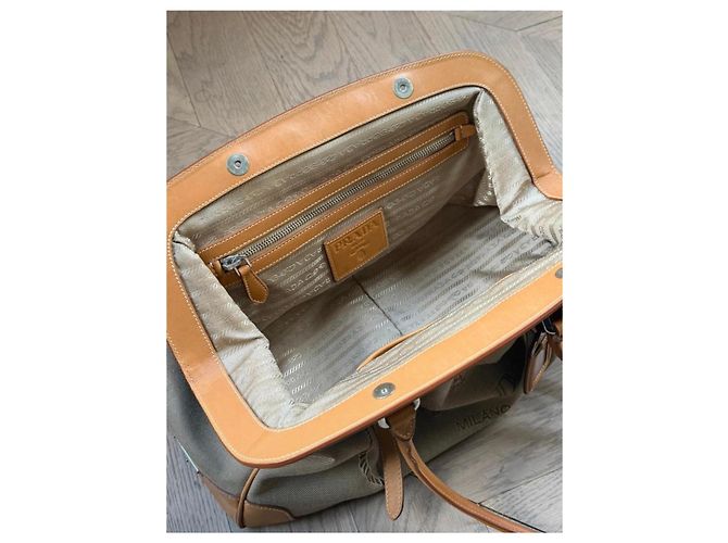 Saco cabas Prada em lona jacquard Corda e couro - vista 3