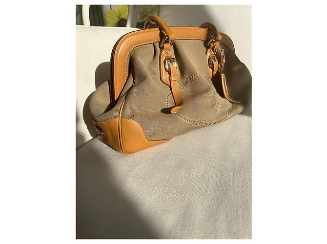 Saco cabas Prada em lona jacquard Corda e couro - vista 4