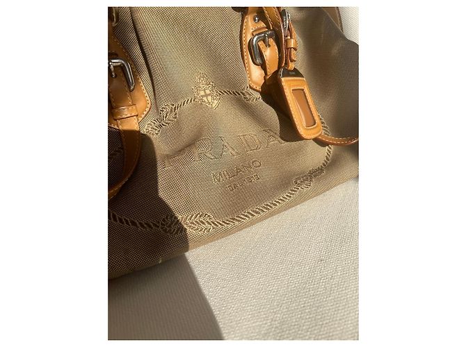 Saco cabas Prada em lona jacquard Corda e couro - vista 5