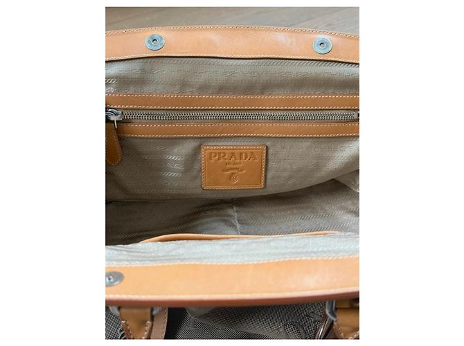 Saco cabas Prada em lona jacquard Corda e couro - vista 8