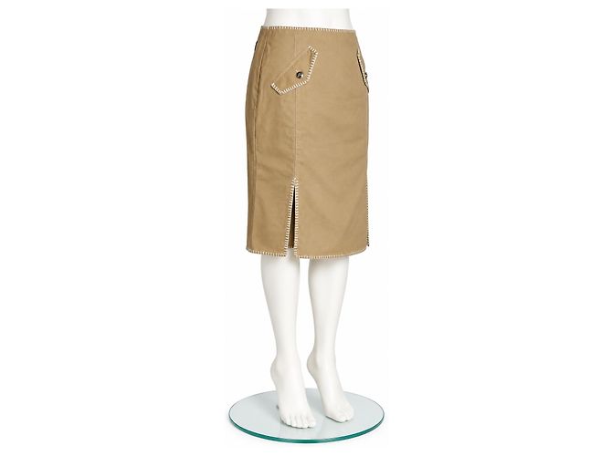 Falda Midi de Algodón Moschino Jeans Beige - vista 2