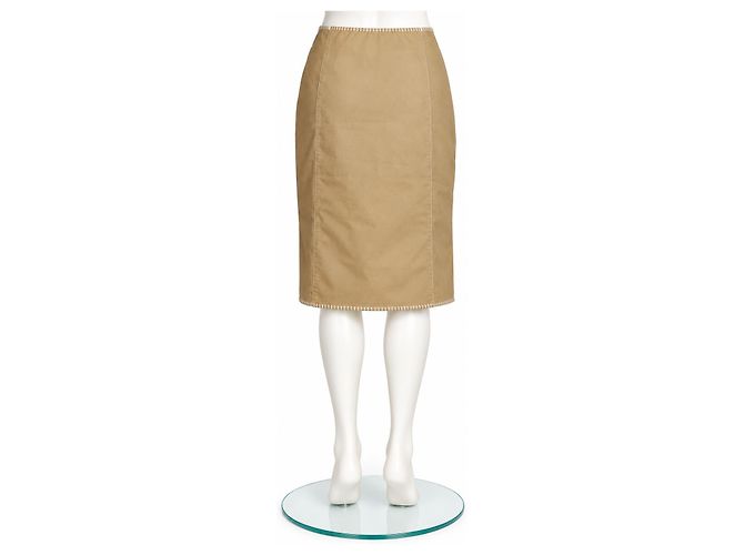 Falda Midi de Algodón Moschino Jeans Beige - vista 3