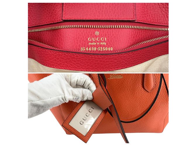 Gucci Borsa Tote Swing Medium in pelle Arancione e Fucsia - vista 6