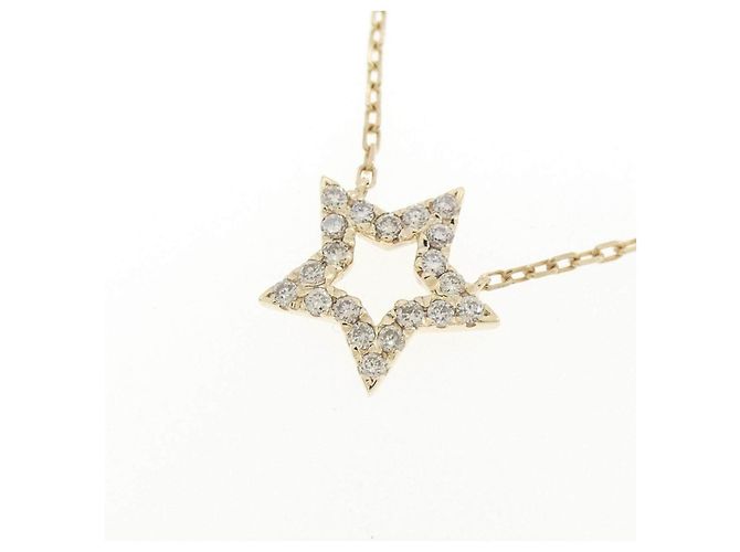 Autre Marque K10 Gelbgold Stern-Diamant-Halskette - Ansicht 3