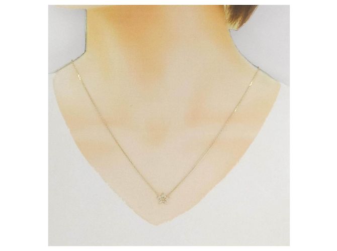 Autre Marque K10 Gelbgold Stern-Diamant-Halskette - Ansicht 6