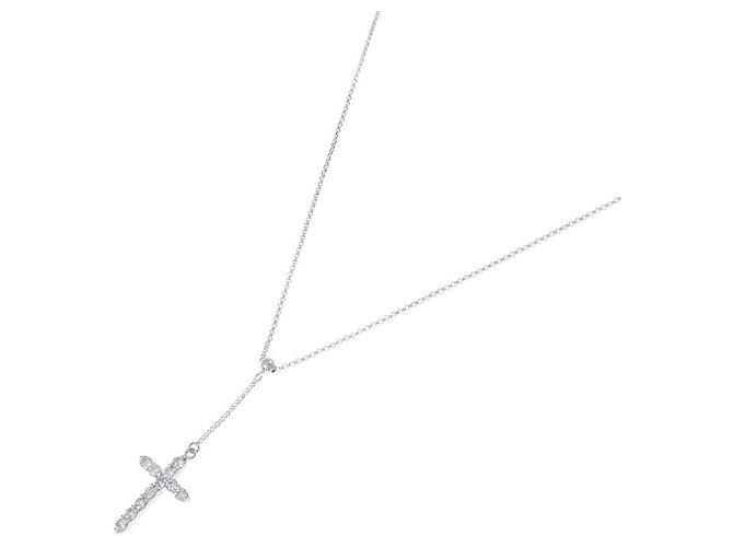 Autre Marque Collana Croce in Platino e Diamanti - vista 2